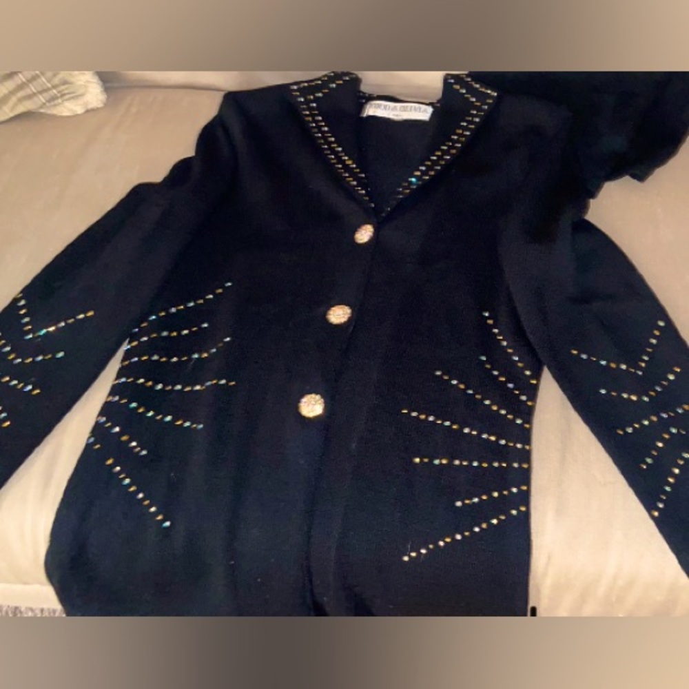 A Beautiful Black Knit 2 piece Suit w/ Rhinestones